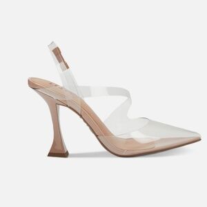 INC Womens Beige Padded Cleo Pointed Toe Flare Slip On Slingback 7.5